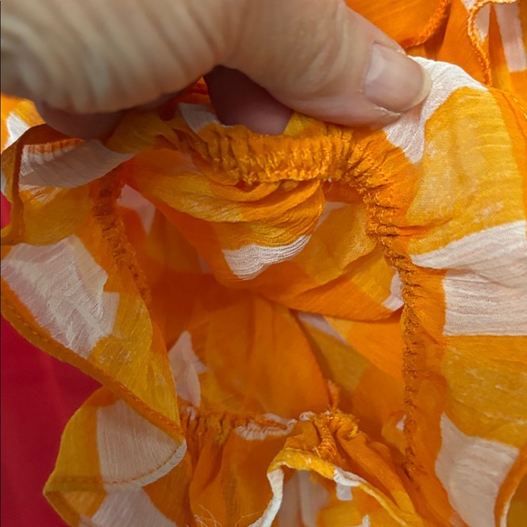 Marie Oliver Orange and White Checkered Blouse - Picture 7 of 9